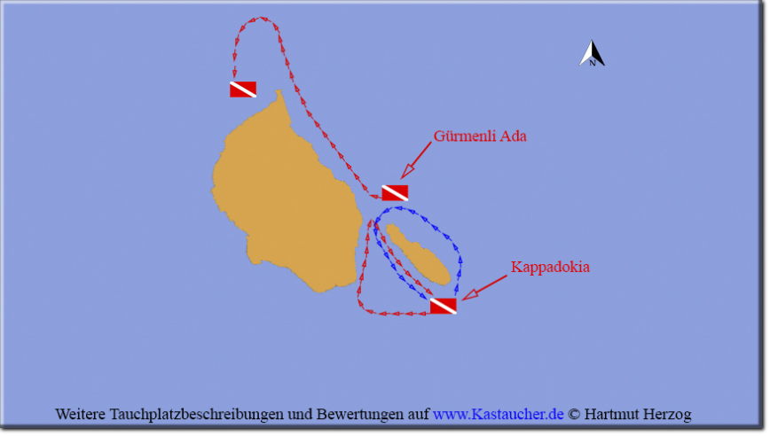 Tauchplatzkarte Kas und Umgebung