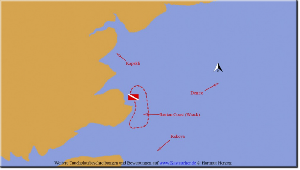Tauchplatzkarte Kas und Umgebung