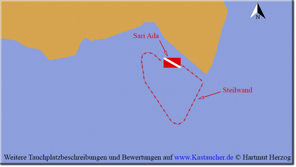 Tauchplatzkarte Kas und Umgebung